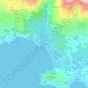 Topografische Karte Plakias, Höhe, Relief
