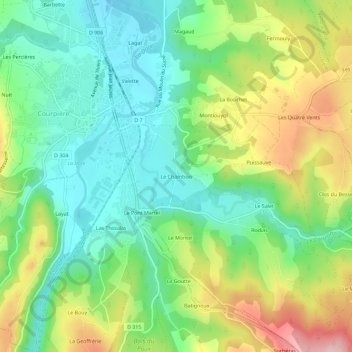 Topografische Karte Le Chambon, Höhe, Relief