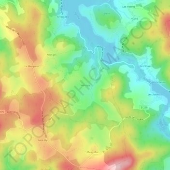Topografische Karte Vissingy, Höhe, Relief
