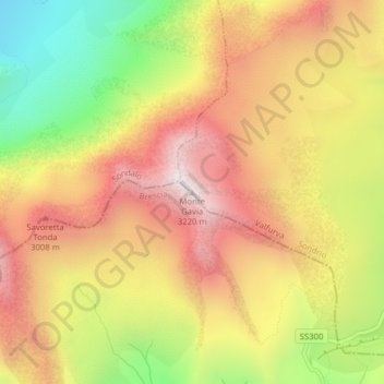 Topografische Karte Monte Gavia, Höhe, Relief