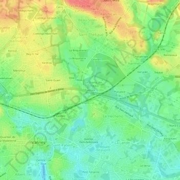 Topografische Karte Poignant, Höhe, Relief