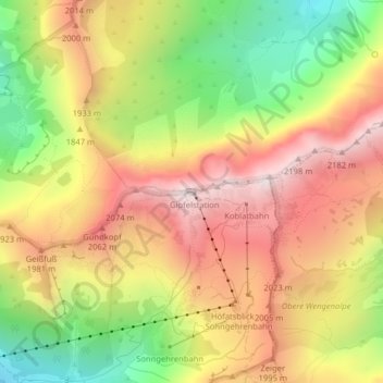 Topografische Karte Nebelhorn, Höhe, Relief