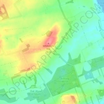 Topografische Karte Whitekirk, Höhe, Relief