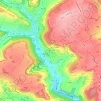 Topografische Karte Böffingen, Höhe, Relief