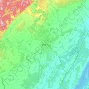 Topografische Karte Joliette, Höhe, Relief
