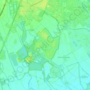 Topografische Karte Milano 3, Höhe, Relief