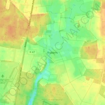 Topografische Karte Ridders, Höhe, Relief