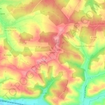 Topografische Karte Gazeille, Höhe, Relief