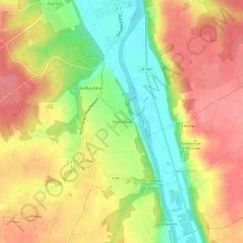 Topografische Karte Saint-Claud, Höhe, Relief