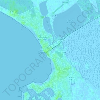 Topografische Karte Grau-du-Roi Rive Gauche, Höhe, Relief