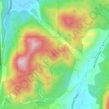 Topografische Karte Bukit Temiang, Höhe, Relief