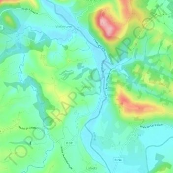 Topografische Karte Biscay, Höhe, Relief