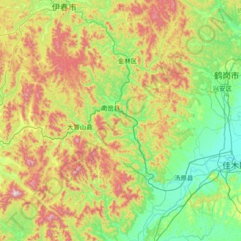 Topografische Karte 南岔县, Höhe, Relief