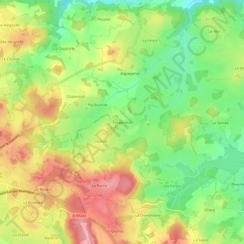 Topografische Karte Fongeneuil, Höhe, Relief