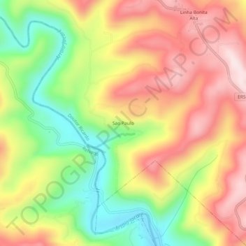 Topografische Karte Sao Paulo, Höhe, Relief