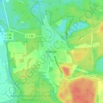 Topografische Karte Möhlau, Höhe, Relief