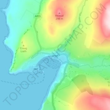 Topografische Karte Uig, Höhe, Relief