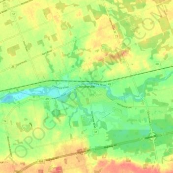 Topografische Karte Dorchester, Höhe, Relief
