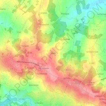 Topografische Karte Parade, Höhe, Relief