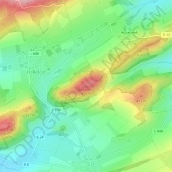 Topografische Karte Kehlberg, Höhe, Relief
