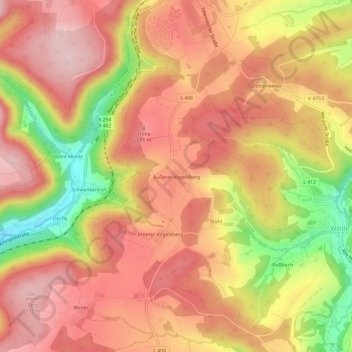 Topografische Karte Äußerer Vogelsberg, Höhe, Relief
