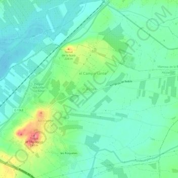 Topografische Karte el Roser, Höhe, Relief