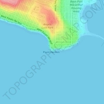 Topografische Karte Point Fermin, Höhe, Relief