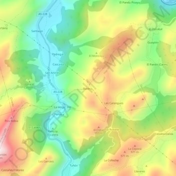 Topografische Karte Buseco, Höhe, Relief