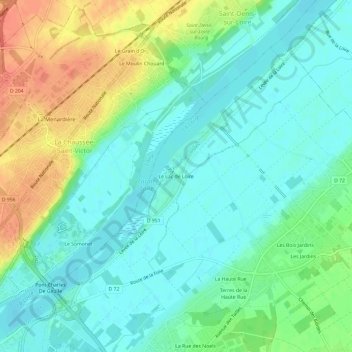 Topografische Karte Le Lac de Loire, Höhe, Relief
