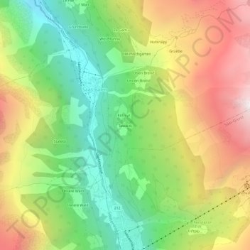 Topografische Karte Tewaldji, Höhe, Relief