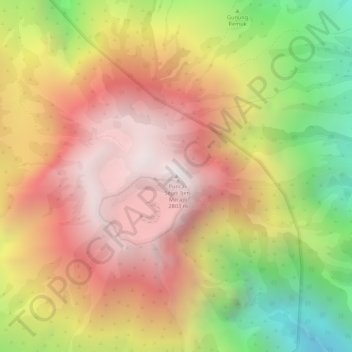 Topografische Karte Gunung Merapi, Höhe, Relief