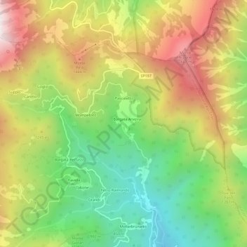 Topografische Karte Acquarossa, Höhe, Relief