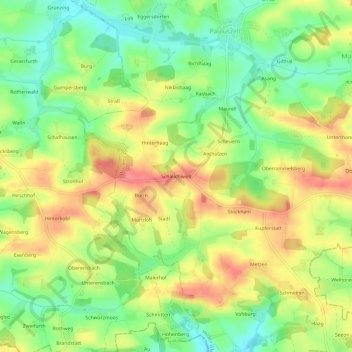 Topografische Karte Schleichwies, Höhe, Relief