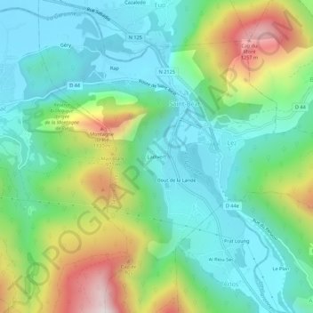 Topografische Karte Ladivert, Höhe, Relief