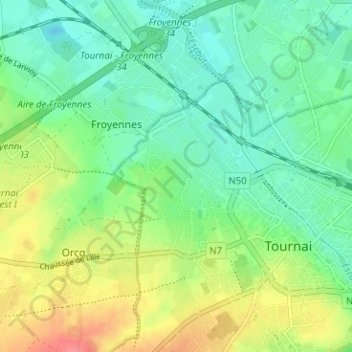 Topografische Karte Carbonnelle, Höhe, Relief