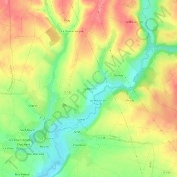 Topografische Karte La Barre, Höhe, Relief