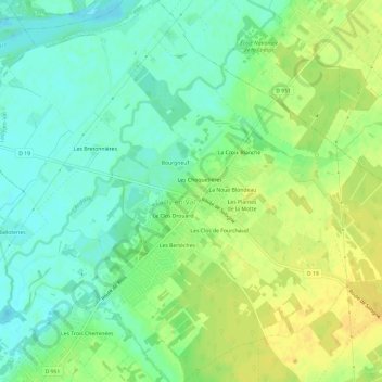 Topografische Karte Le Gros Melon, Höhe, Relief