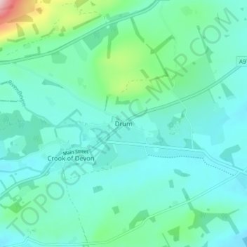 Topografische Karte Drum, Höhe, Relief