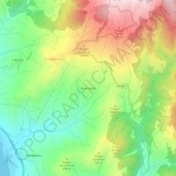 Topografische Karte Brancialino, Höhe, Relief