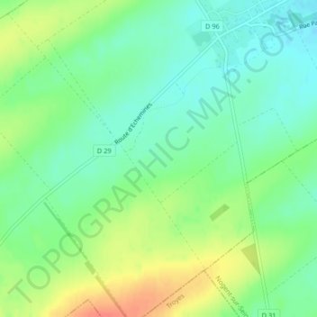 Topografische Karte Les Fontaines, Höhe, Relief