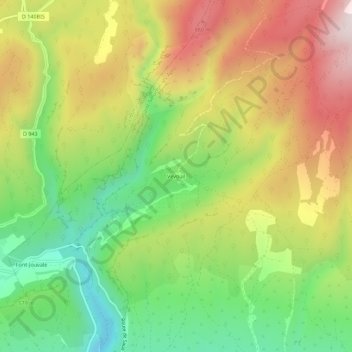 Topografische Karte Vévouil, Höhe, Relief