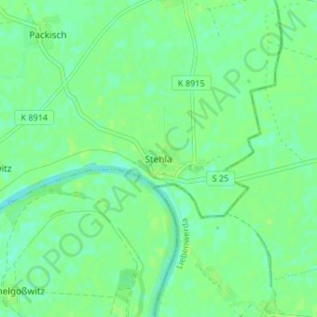 Topografische Karte Stehla, Höhe, Relief