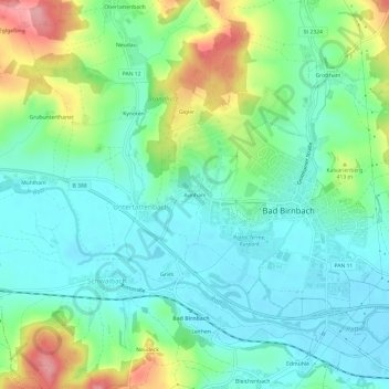 Topografische Karte Aunham, Höhe, Relief