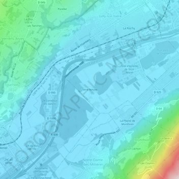 Topografische Karte Terre Neuve, Höhe, Relief