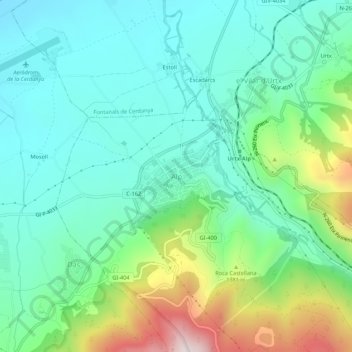 Topografische Karte Alp, Höhe, Relief