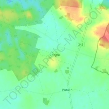 Topografische Karte Chojna, Höhe, Relief