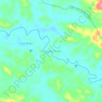 Topografische Karte Cempaka Putih, Höhe, Relief
