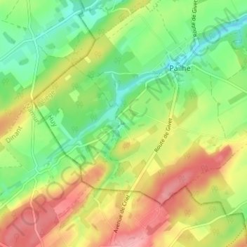 Topografische Karte Saint-Fontaine, Höhe, Relief