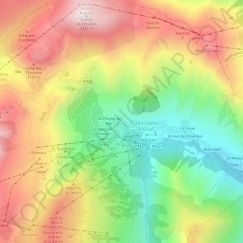 Topografische Karte Pierre Aigue, Höhe, Relief