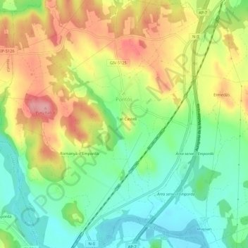 Topografische Karte la Pobla, Höhe, Relief